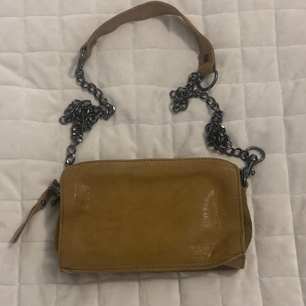 Liebeskind mustard Leather Crossbody Bag with Chain Strap